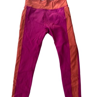 Wilo Ankle Leggings Women's Size L Orange, Pink, White High Waisted Workout Pant