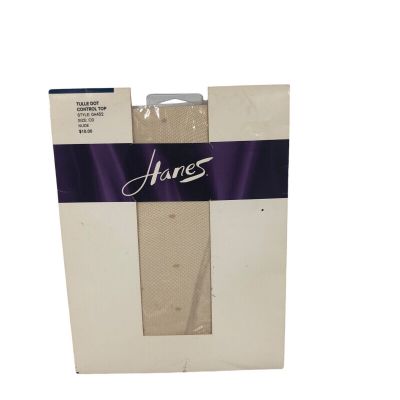 Hanes Panty Hose Womens Size CD Nude Control Top Style OA452 Tulle Dot Italy New