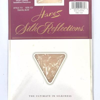 VTG Hanes Silk Reflections Pantyhose Tights Silky Sheer Style 715 Size CD TRAVEL