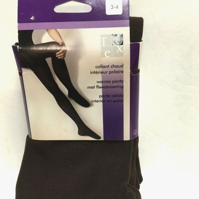 BROWN CHOCOLATE (TEX)  WARM FLEECE TIGHTS STOCKINGS NIP/ FRANCE 92perc POLY 8perc EL..