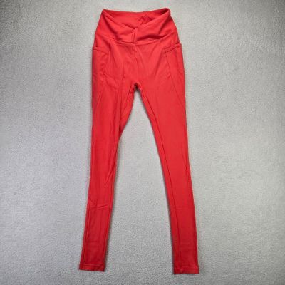 Gymshark Leggings Womens XS Sculpt Red Pocket Shirred Back Gym Lifting Workout