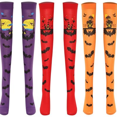Womens Costume Accessory Bat Patterned Stockings Soft Socks Cosplay 1 Set Party