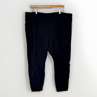 LANDS END  Mid Rise Knit Leggings Stretch Cotton Black Size 24W 26W 3X