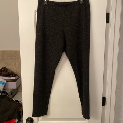 NWOT Simply Emma Womens Black Knit Legging w/Silver Thread Size 1X