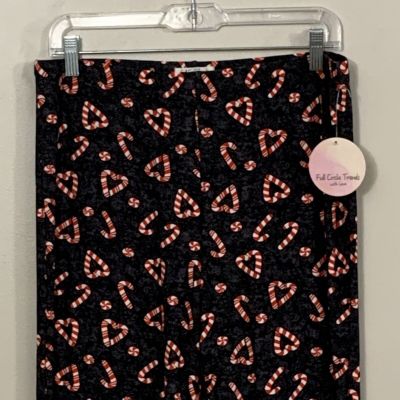 Size 2X Candy cane leggings Full Circle Trends Christmas Black/Gray NEW W1