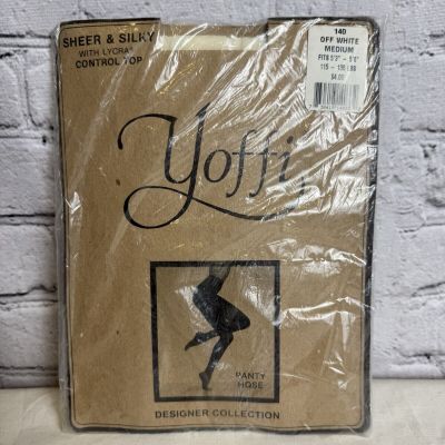 Yoffi Sheer Pantyhose Designer Collection Off-White Medium Vintage Hosiery