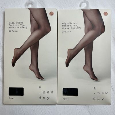 2X Panty Hose High-Waist Control “Ebony” 20 denier A New Day L / XL