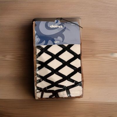 Claires Fishnet Tights Black Size M/L New Open Package