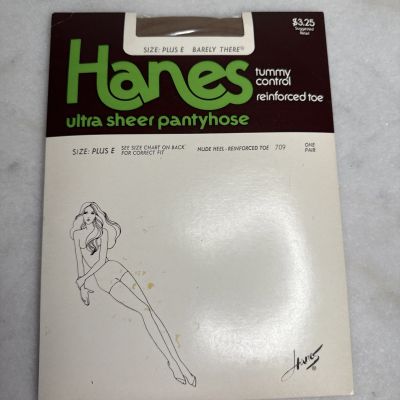 Vintage 1980 Hanes Ultra Sheer Pantyhose Tummy Control Barely There NOS
