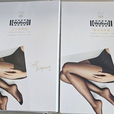 NOS Wolford Individual 10 Shape Control Top Light Pantyhose Tights Size S