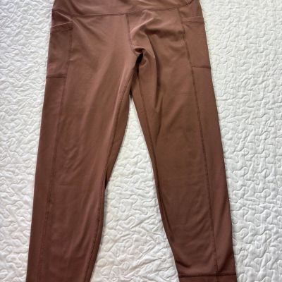 90 Degrees by Reflex Neutral Brown Wide Waistband Ankle Leggings size xxl