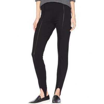 Lyssé Women's Stirrup Leggings with Faux Leather Inset Detail Size Small Casual