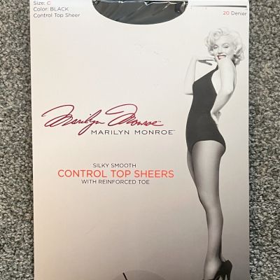 Marilyn Monroe Silky Smooth Control Top Sheers Pantyhose SIZE: C Black 20 Denier