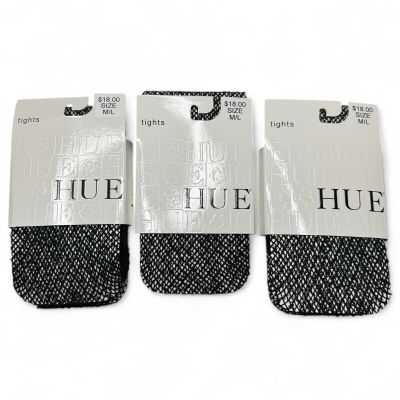 HUE Boucle Loop Net Tights Black Womens Size Medium/Large 3 Pairs New