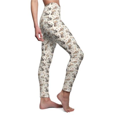 Leggings Playful Cats & Floral Vintage Style Women's Casual Comfort Yoga Pants