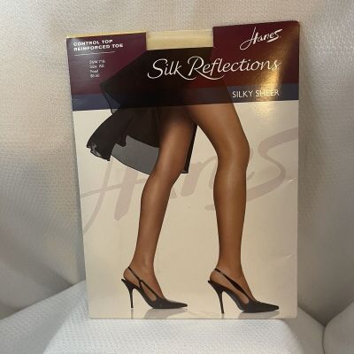 Hanes Silk Reflections Silky Sheer Control Top 717 Sz EF Sheer Toe Barely There