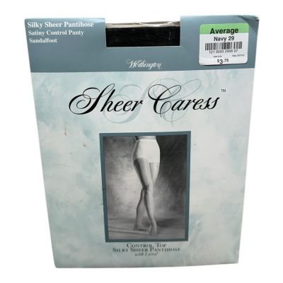 Worthington Sheer Caress Silky Sheer Pantyhose Control Top Average Navy