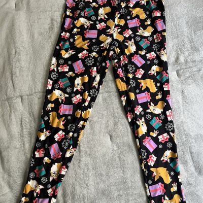 Terra & Sky 0X 14W Plus Size Women's Leggings Christmas Corgi Dog print