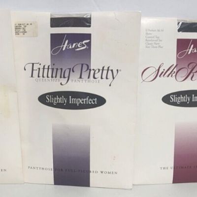 Lot of 4 Packages Hanes Fitting Pretty Pantyhose Size 3X Slightly Imperfect NOS