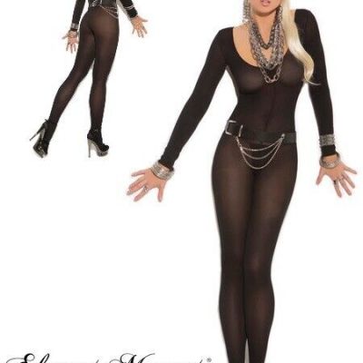 Elegant Moments Bodystocking Sheer Long Sleeve Body Stocking Black Lingerie SEXY