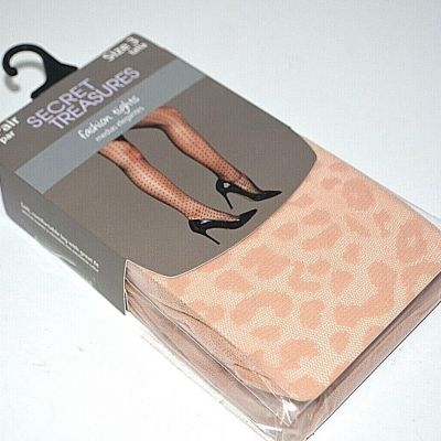 1 PAIR SECRET TREASURES FASHION TIGHTS SIZE 3 LEOPARD PRINT NUDE TIGHT NEW