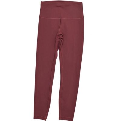 Lululemon Red Ankle Leggings Size 6 Polyester Pull On Solid Gym Workout
