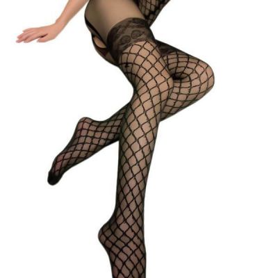 Blancho SE-103 Sexy Black Sheer Lace Wires Pattern Cami Body Stocking Medium