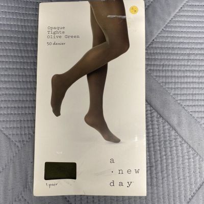 A New Day Opaque Tights - Olive Green - 50 Denier Size Small/Medium