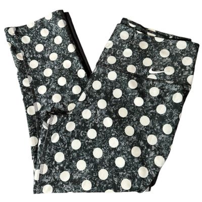 Nike Women’s Size S Black Gray Polka Dot Dri Fit Workout Yoga Leggings