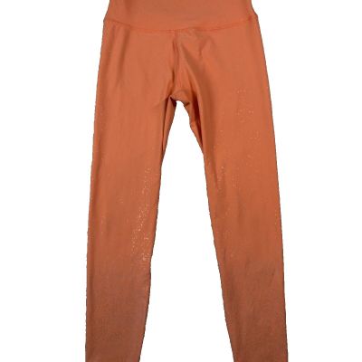 Beyond Leggings Womens Medium Orange Yoga High Waist Athletic Metallic Workout