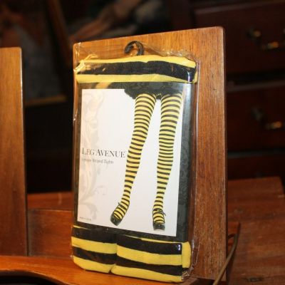 New Leg Avenue Opaque Striped Tights One Size 90-160lbs Black Yellow