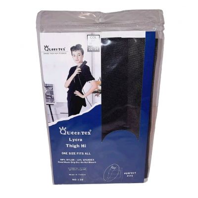 QueenTex Queen Tex Spandex Lycra Thigh High Stocking Hose Off Black PLUS  OS