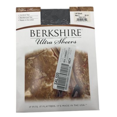 Berkshire Ultra Sheer Control Top Pantyhose Sz-1 Reinforced Toe Off Black 4419