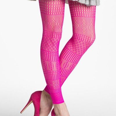 HUE U13648 Plastic Pink Openwork Medley Footless Tights - MSRP $18